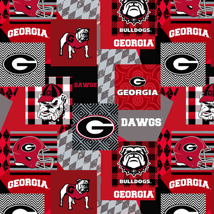 NCAA-Georgia Collegiate Geometric Pattern Minky W58 - 10 Yd Bolt