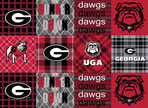 NCAA-Georgia Fleece Plaid Cheater All over W58 - 12 Yd Bolt
