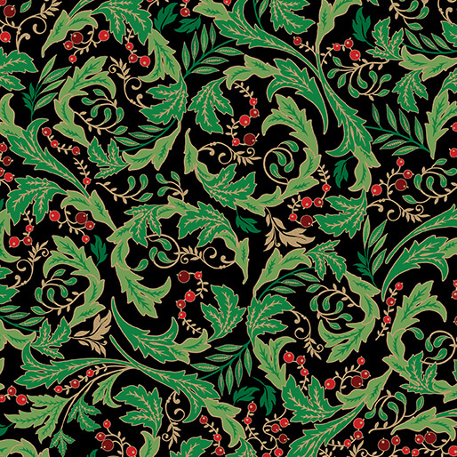 Holiday Leaves & Berries Black