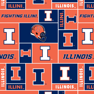 NCAA-Illinois Fleece W58 - 12 Yd Bolt