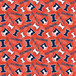 NCAA-Illinois Tone On Tone Cotton W43 - 15 Yd Bolt