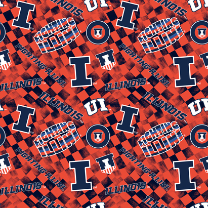 NCAA-Illinois Check AlloverCotton W43 - 15 Yd Bolt