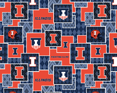 NCAA-Illinois Argyle BoxesCotton W43 - 15 Yd Bolt