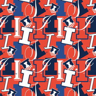 NCAA-Illinois LettersCotton W43 - 15 Yd Bolt