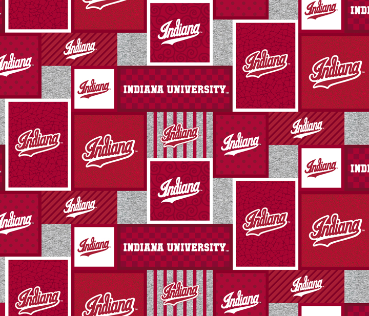 NCAA-Indiana College Patch Fleece W58 - 12 Yd Bolt