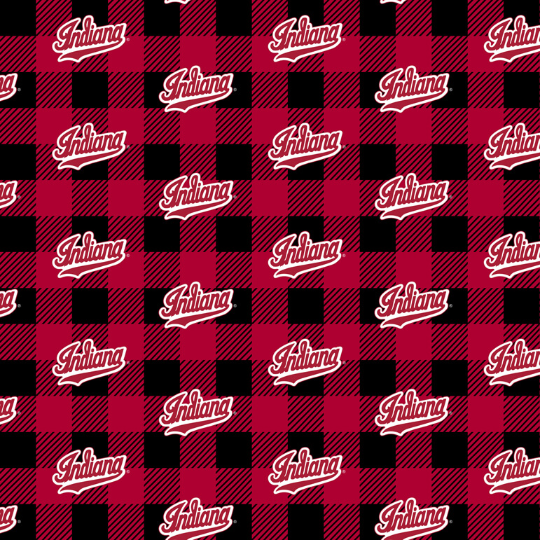 NCAA-Indiana Buffalo Plaid Fleece W58 - 12 Yd Bolt