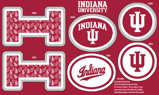 NCAA-Indiana Collegiate Pillow Project Panel Size 36"X58" Minky W58 - 10 Yd Bolt