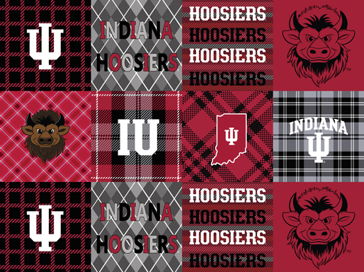 NCAA-Indiana Fleece Plaid Cheater All over W58 - 12 Yd Bolt