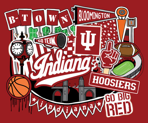 NCAA-Indiana Doodle Panel Size 36"X43" Cotton W43 - 15 Yd Bolt