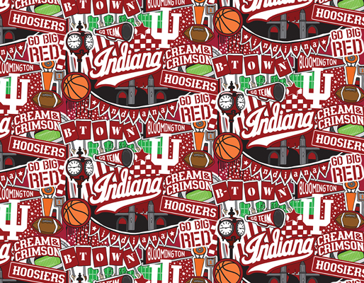 NCAA-Indiana Doodle Allover 43/44" Cotton W43 - 15 Yd Bolt