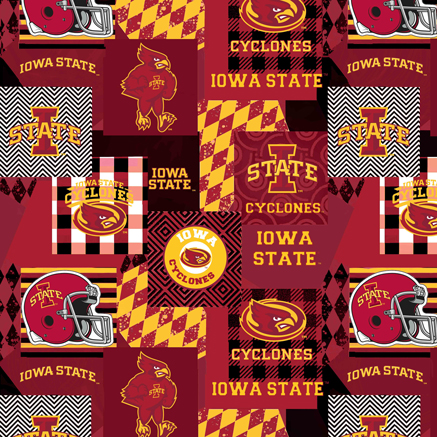 NCAA-Iowa State Collegiate Geometric Pattern Minky W58 - 10 Yd Bolt
