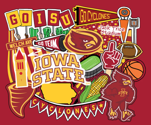 NCAA-Iowa State Doodle Panel Size 36"X43" Cotton W43 - 15 Yd Bolt