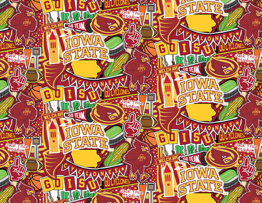 NCAA-Iowa State Doodle Allover 43/44" Cotton W43 - 15 Yd Bolt