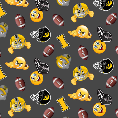NCAA-Iowa Emoji A/O Fleece W58 - 12 Yd Bolt