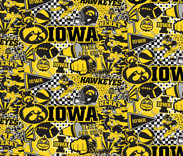NCAA-Iowa Pop Art Cotton W43 - 15 Yd Bolt