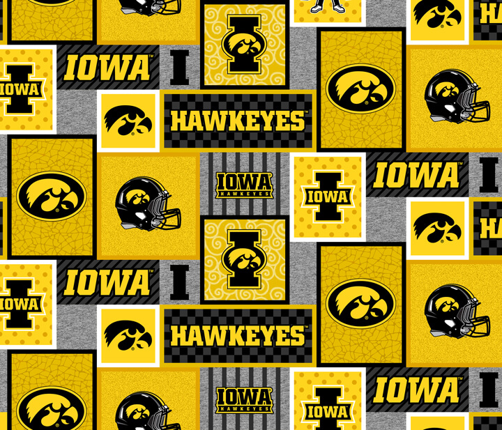 NCAA-Iowa College Patch Fleece W58 - 12 Yd Bolt