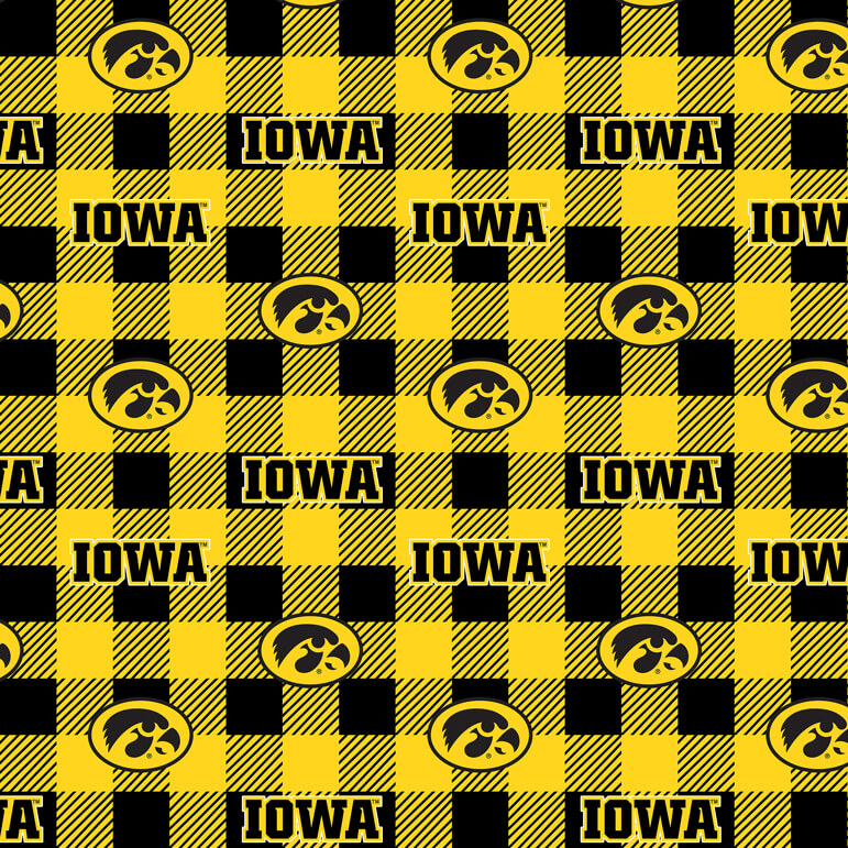NCAA-Iowa Buffalo Plaid Fleece W58 - 12 Yd Bolt