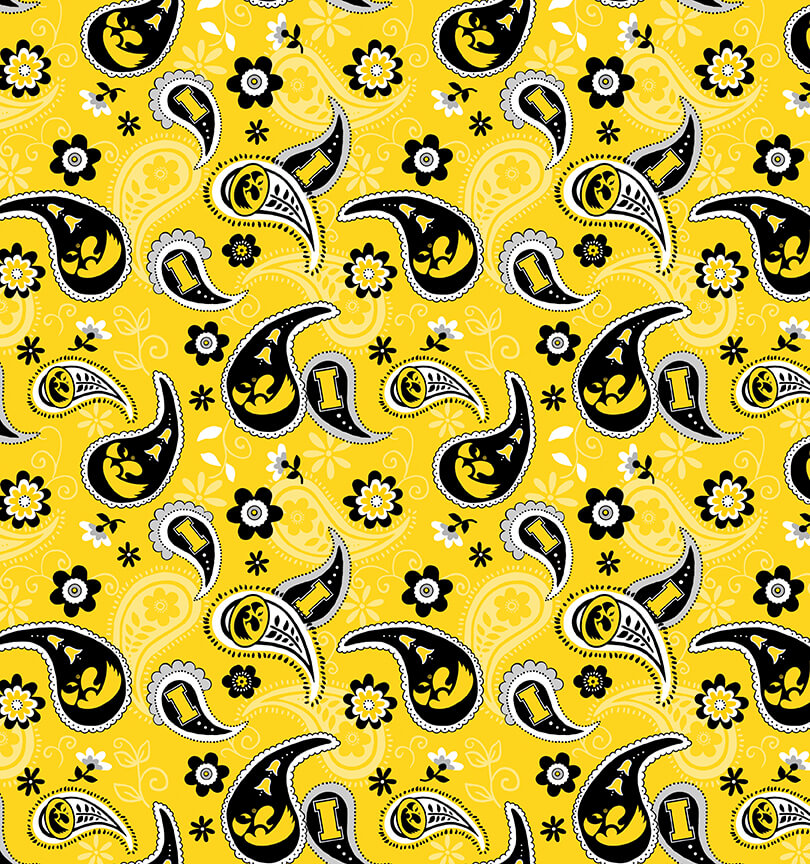 NCAA-Iowa Paisley Cotton - 15 Yd Bolt