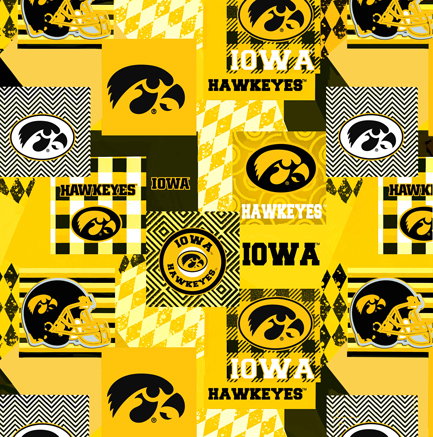 NCAA-Iowa Collegiate Geometric Pattern Minky W58 - 10 Yd Bolt