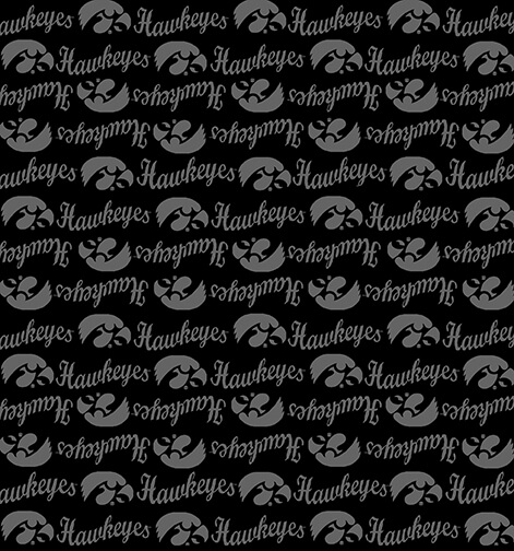 NCAA-Iowa Black on Black Mini Packed Cotton W43 - 15 Yd Bolt