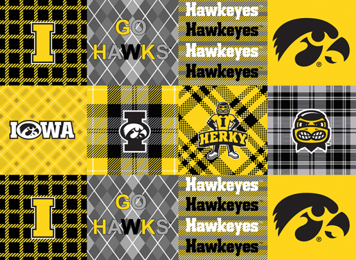 NCAA-Iowa Fleece Plaid Cheater All over W58 - 12 Yd Bolt