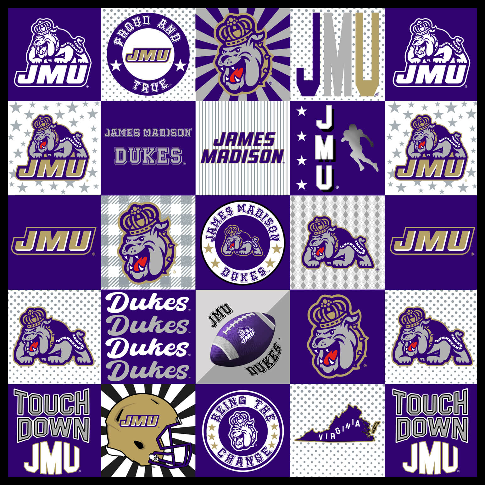 NCAA-James Madision Collegiate T-Shirt Panel Size 60"X60" Minky W58 - 10 Yd Bolt