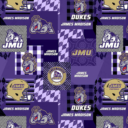 NCAA-James Madision Collegiate Geometric Pattern Minky W58 - 10 Yd Bolt