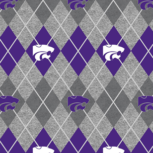 NCAA-Kansas State Heather Argyle Prt Fleece W58 - 12 Yd Bolt