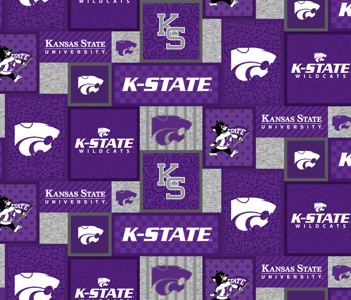NCAA-Kansas State College Patch Fleece W58 - 12 Yd Bolt