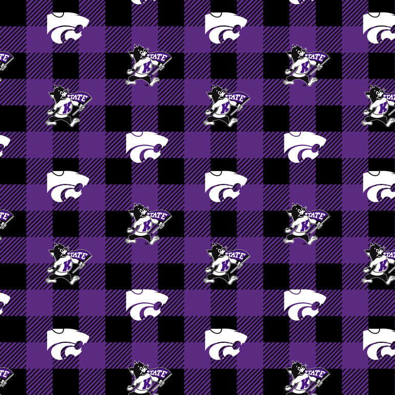 NCAA-Kansas State Buffalo Plaid Fleece W58 - 12 Yd Bolt