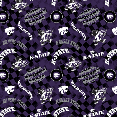 NCAA-Kansas State Check AlloverCotton W43 - 15 Yd Bolt