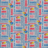 NCAA-Kansas Heather Verbiage Fleece W58 - 12 Yd Bolt