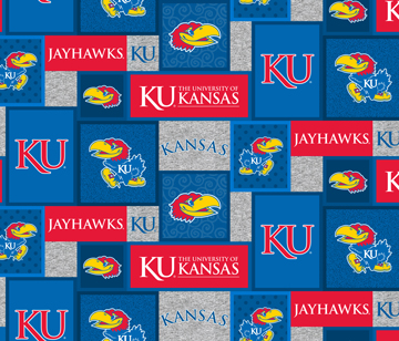 NCAA-Kansas College Patch Fleece W58 - 12 Yd Bolt