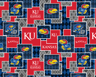 NCAA-Kansas Argyle BoxesCotton W43 - 15 Yd Bolt