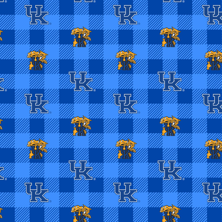 NCAA-Kentucky Buffalo Plaid Fleece W58 - 12 Yd Bolt
