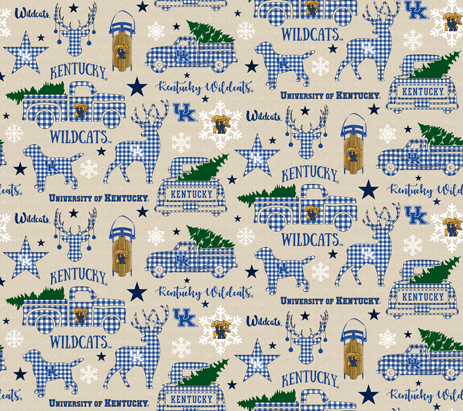NCAA-Kentucky Christmas A/O Cotton W43 - 15 Yd Bolt