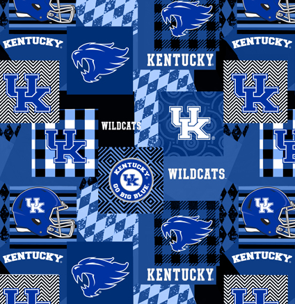 NCAA-Kentucky Collegiate Geometric Pattern Minky W58 - 10 Yd Bolt