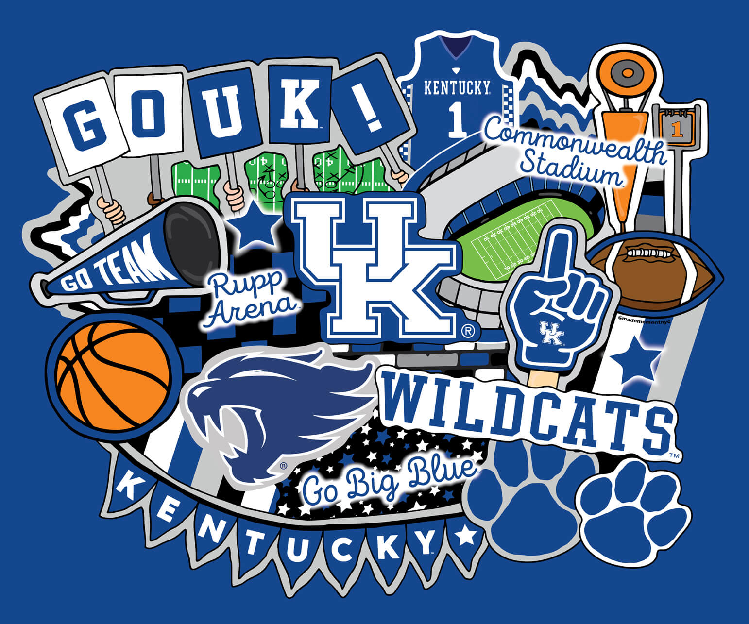 NCAA-Kentucky Doodle Panel Size 36"X43" Cotton W43 - 15 Yd Bolt