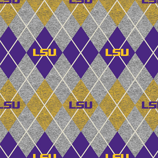 NCAA-Louisiana Heather Argyle Prt Fleece W58 - 12 Yd Bolt