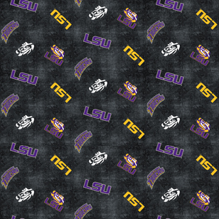 NCAA-Louisiana Distressed Logo Flannel W43 - 15 Yd Bolt