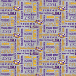 NCAA-Louisiana Heather Verbiage Fleece W58 - 12 Yd Bolt