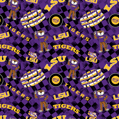 NCAA-Louisiana Check AlloverCotton W43 - 15 Yd Bolt