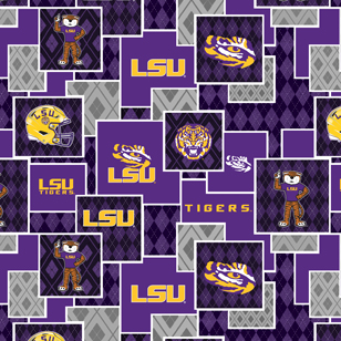 NCAA-Louisiana Argyle BoxesCotton W43 - 15 Yd Bolt