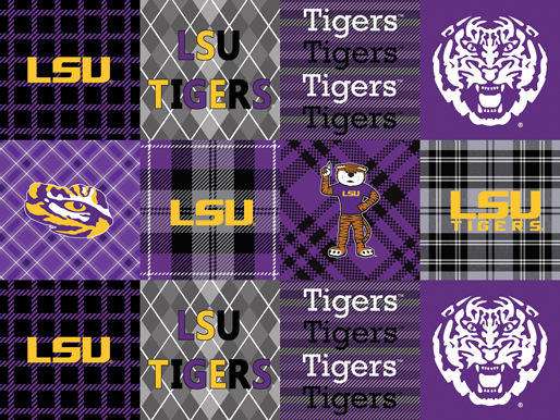 NCAA-LSU Fleece Plaid Cheater All over W58 - 12 Yd Bolt
