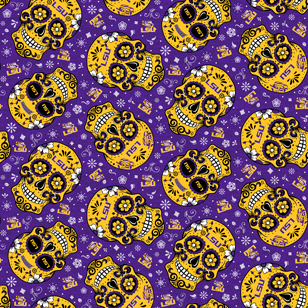 NCAA-Louisiana Sugar Skull Cotton W43 - 15 Yd Bolt