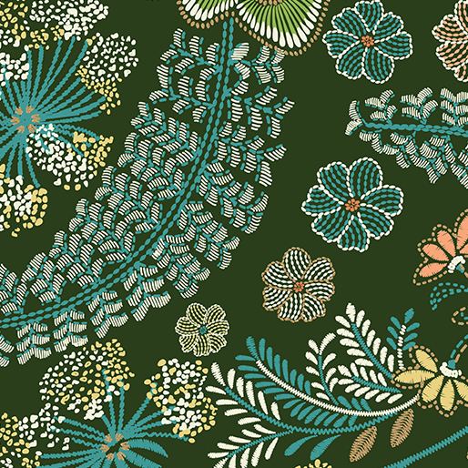 Majestic Floral Garden Hunter Green