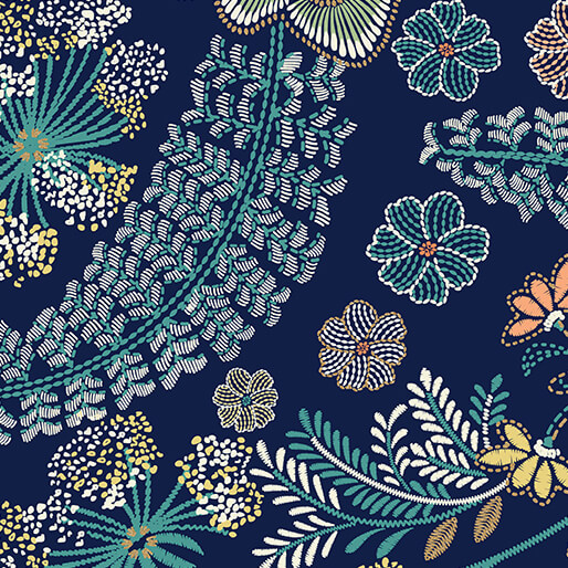 Majestic Floral Garden Navy