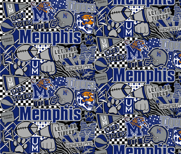 NCAA-Memphis Pop Art Cotton W43 - 15 Yd Bolt