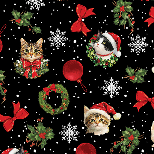 Merry Cats Toss Black/Multi