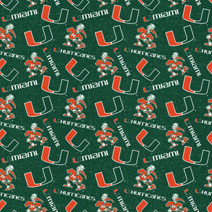 NCAA-Miami Tone On Tone Cotton W43 - 15 Yd Bolt